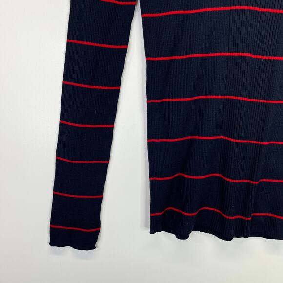 Athleta Ribbed Bayside Merino Wool sweater navy blue red - S - Picture 5 of 11